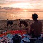 Sunset beach and new friends